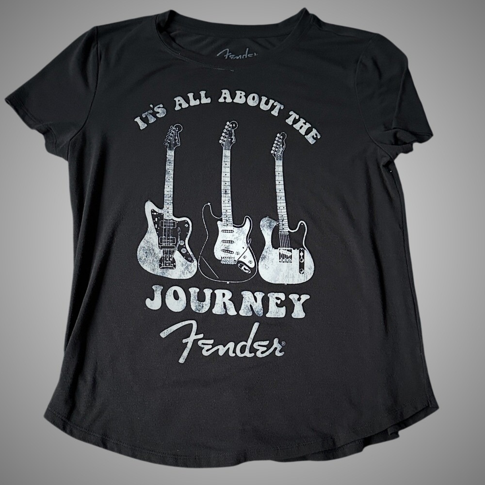 Fender Guitar "Its All About The Journey" Graphic T Shirt Black Size Medium